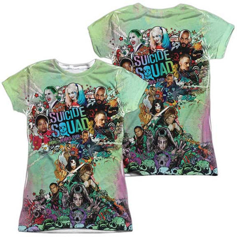 Suicide Squad Psychedelic Cartoon (Front Back Print) Juniors Sublimation Shirt
