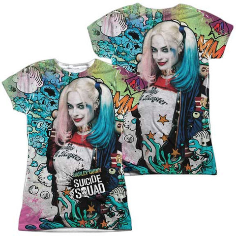 Suicide Squad Psychedelic Cartoon (Front Back Print) Juniors Sublimation Shirt