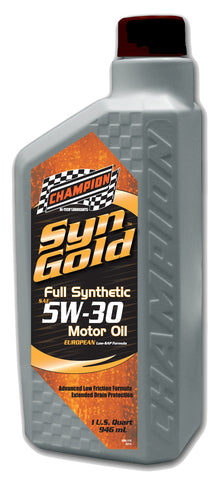 CHAMPION RACING OIL EUROPEAN SYNGOLD FULL SYNTHETIC 5W-30 (1 QUART) SAPS 4436H