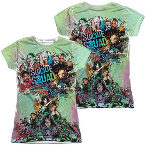 Suicide Squad Psychedelic Cartoon (Front Back Print) Juniors Sublimation Shirt
